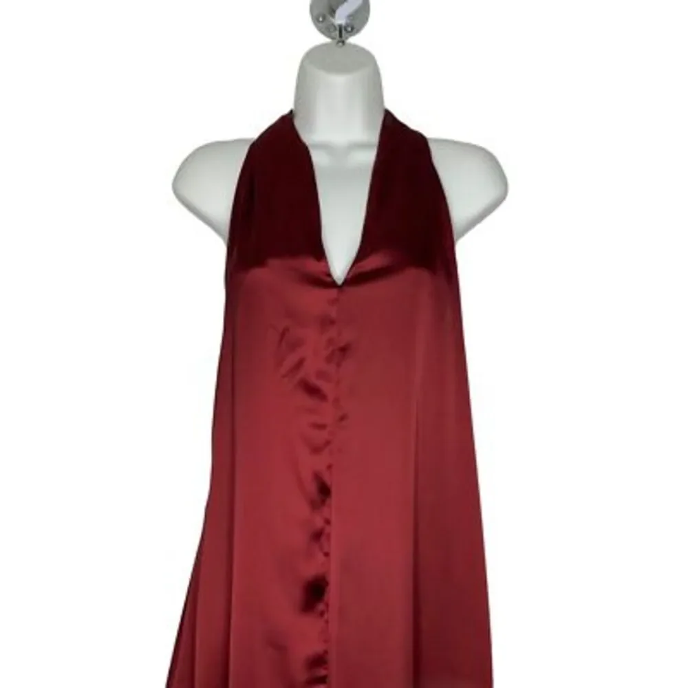 Bishop‎ + Young Womens Camila T-Back Sheath Dress Burgundy Halter Neck Zip S New